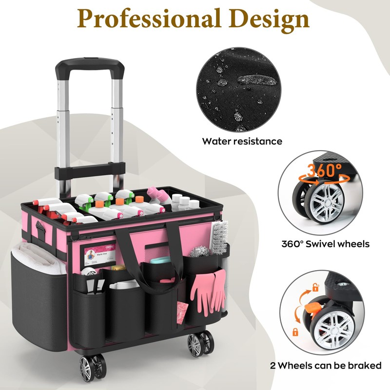 MUNNAR Cleaning Caddy with Wheels - Rolling Cleaning Caddy Bag