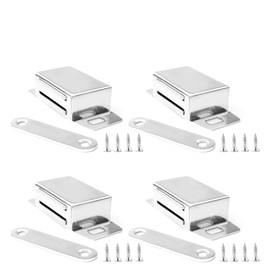 Magnetic Catch Strong 4 Pieces 18 kg Holding Force Stainless Steel Balcony Door Magnet Cabinet Door Cabinet Magnets Door Closer Furniture Magnets for Kitchen Bathroom Cabinet Wardrobe with 16 Screws
