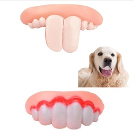 DPWOUM 2PCS White Neat and Rabbit Fake Teeth for Dogs,Funny Silicone Teeth Braces,Creative Fake Dog Chew Toys,Interactive Toys,Dog Christmas Costume Suitable Accessories