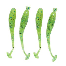 Fishing Lures Bass Worm Bait, 50Pcs Soft Plastic Fishing Lures Ttail Grub Worm Baits Fish Tackle Accessory for Saltwater Freshwater Trout Bass Fishing (Cyan) Jig Heads for Fishing Jig Heads for Fi