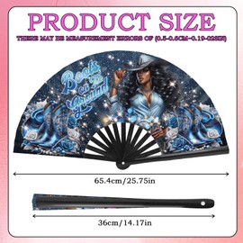 Falueqg Boots on The Ground Fan - 26” Large Fans for Line Dancing, Western Clack Fans, Cowgirl Cowboy Hand Folding Fans for Women Foldable, Popping Fans for Dance Party Festival Wedding Decorations