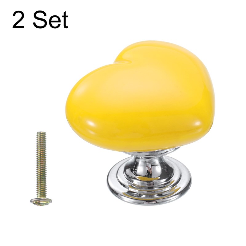 sourcing map 2 Packs Ceramic Drawer Knobs, Heart-Shaped Dresser Pulls,