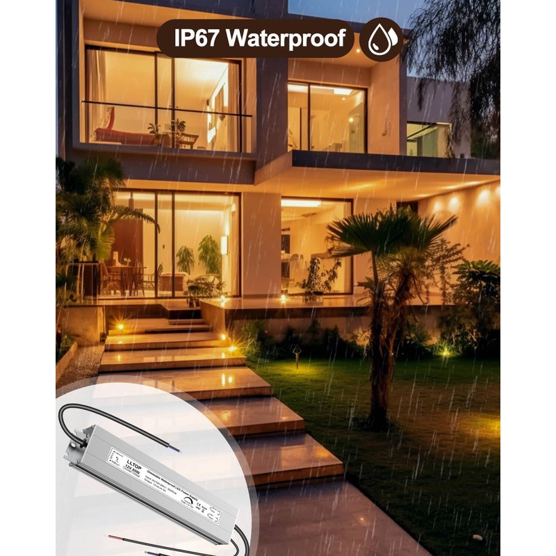 LLTOP Dimmable LED Driver 60W 12V Waterproof IP67 Triac 0-10v