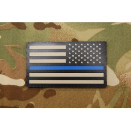 BritKitUSA Infrared Thin Blue Line Reverse US Flag Patch TBL Police