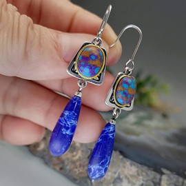 1 Pair Women Earrings,Fashionable Faux Blue Stone Temperament Jewelry All Match Lightweight Hook Earrings for Wedding Dating Women Daily Wear Gift earring set Durability and fashion