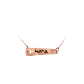 ITI NYC Genuine Hope Bar Necklace in Sterling Silver (20 x 5 mm) (18K Pink Gold Finish)