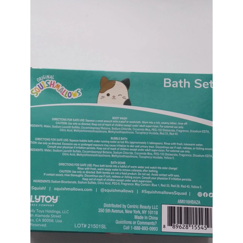 Squishmallow Bath Set 1 Bubble Bath 1 Body wash 1