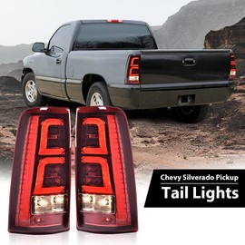ALLGOOD LED Tail Lights w/Bulbs, Compatible with Chevy Silverado Pickup 2003 2004 2005 2006, Red Tail Lights Replacement, Taillamps Brakelights Driver & Passenger Side