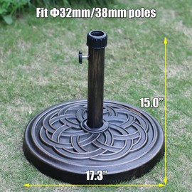 Orgrimmar Umbrella Base 26.5lbs Outdoor Living Heavy Duty Round Antiqued Patio Market Umbrella Base