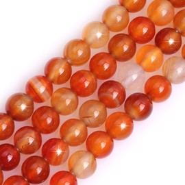 Natural Red Carnelian Agate Gemstone Semi Precious Stone Round 8mm Loose Beads for Jewelry Making Bracelet Necklace Crafts 15 Inch