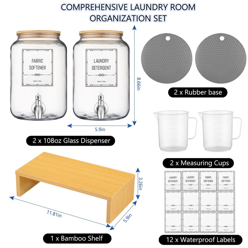 Laundry Detergent Dispenser. 0.9 Gallon Glass Laundry Soap Liquid Laundry