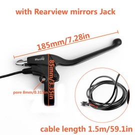 L-faster Wuxing 115PDD Brake Lever Grip with Rearview Mirrors Jack for e-Bike, Scooter, Scooter