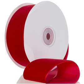 GIYOMI Red Velvet Ribbon - 1 1/2 Inch Wide, 10 Yards Roll - Festive Flocked Ribbon for Holiday Decor, Crafts, and Gift Wrapping