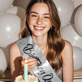 COCIDE Birthday Queen Sash for Women Birthday Decorations for Girls Happy Birthday Party Hair Accessories for Favors Glitter Sashes for Women Rose Gold 67"