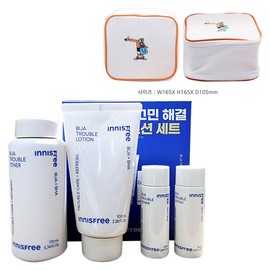 Innisfree Visa Trouble 2-Piece Set + Play Green Cosmetic Pouch (Yellow) / 이니스프리 비자 트러블 2종세트+플레이그린 화장품 파우치 (옐로우)