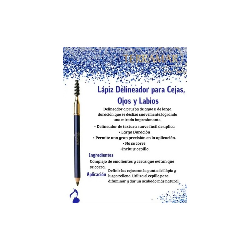 Lápiz Delineador De Cejas, Ojos Y Labios Café Terramar