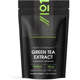 Green Tea Extract 15,000mg - 95% Polyphenols (490mg per Capsule) - 90 Vegan Capsules (3-Month Supply) - Resealable & Recyclable Pouch - by Alpha01