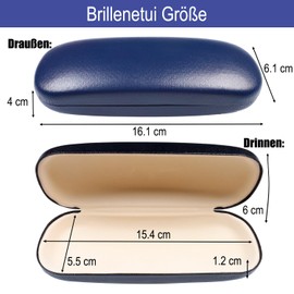 Eyglajdd 3 Stücke Brillenetui Hardcase aus PU Leder, Hartschalen Brillenetui Brillenbox mit Mikrofasertuch für Brillen und Lesebrillen, Geeignet für Damen, Herren und Kinder