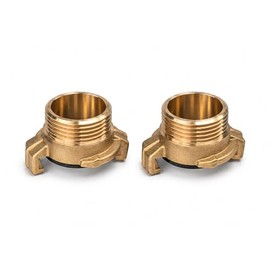 PipeSan - Attacco rapido Geka 1 in ottone - Confezione da 2 | Filettatura maschio G1 | Compatibile Gardena | Ottone massiccio
