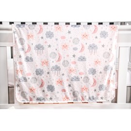 Top Tots Deluxe Minky Baby Blanket - Nighttime Smiles, 40 x 29 Inch Apricot