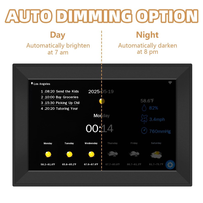 YUYIALARM WiFi Digital Calendar Clock, Smart Touchscreen Electronic 2026 Calendar