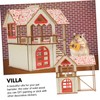 Levemolo Hamster Castle Playhouse 2-Tier Wooden Small Animal Hut Ladder