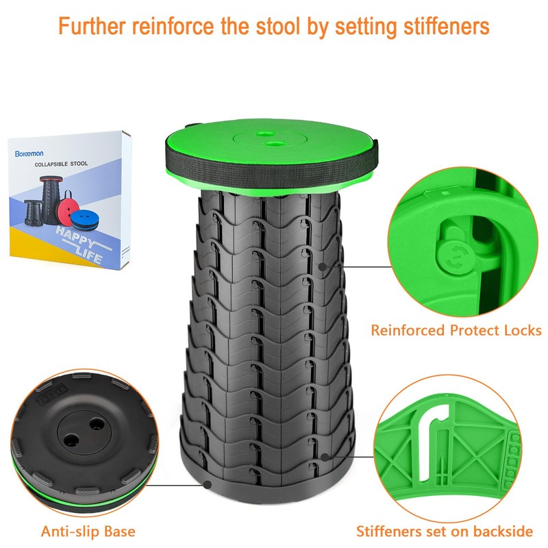 Boreeman Upgraded Folding Stool Lightweight Yet More Sturdy with Load