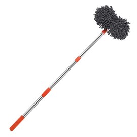 HELLOLEIBOO LEIBOO 53'' Long handle car wash mop, 360° rotating telescopic car wash brush, chenille material for Car, RV, Truck, SUV and Home cleaning - Spring/Summer Essentials car wash accessories! - Color: Orange
