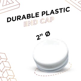 Prescott Plastics 2.0" Inch Round Plastic Plug Insert (10 Pack) White End Cap for Metal Tubing, Fence, Glide Insert for Pipe Post, Chairs and Furniture