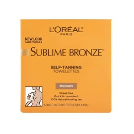 L'Oreal SUBLIME BRONZE Self-Tanning Towelettes For Body Medium Natural Tan 6 Each (Pack of 6)