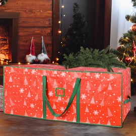 PickyanDco Christmas Tree Storage Bag – Christmas Tree Bag Fits Up to 7.5ft Tall Artificial Christmas Tree, Waterproof with Durable Handles & Zipper – Xmas Tree Storage Bag - (Red Pattern, 7.5ft)