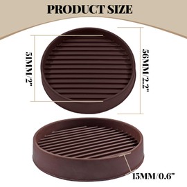 Bonsicoky 4 Pcs Non Slip Furniture Pads - 3 Inch Round Rubber Furniture Caster Cups with Anti-Sliding Floor Grip - Furniture Coasters for Couch Chair Feet - Brown
