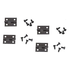 Audiophan Flat Hinge Hinges with Screws Approx. 0.7 x 0.6 inches (18 x 15 mm), Black, Set of 4