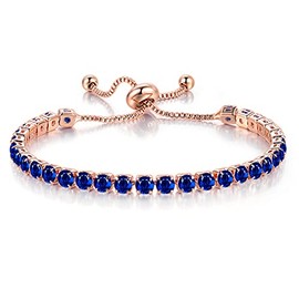 14K Gold Plated Tennis Bracelets Colorful Sparkling Cuban Zirconia Adjustable Ice Out Link Chain Slider Bangle Jewelry Dainty Bracelet for Women, Metal, Cubic Zirconia