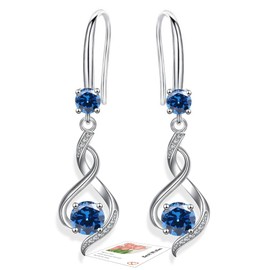 Earrings for Women Dangling, Sterling Silver Drop Earrings, Hypoallergenic Dangly Earrings for Women, Sapphire Earrings Dark Blue Earrings Birthstone Earrings September Birthstone Jewellery