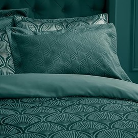 Catherine Lansfield Art Deco Pearl Quilted Pillow sham Pair Teal Green