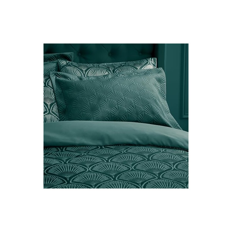 Catherine Lansfield Art Deco Pearl Quilted Pillow sham Pair Teal
