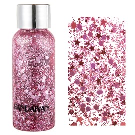 MEICOLY Pink Body Glitter Face Glitter,Sparkling Chunky Glitter Hair Glitter,Mermaid Face and Body Glitter,Intense Glitter Makeup Glitter Paint,Festival Glitter Gel,Body Glitter for Women