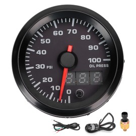 Keenso 12V 52mm Medidor de Presión de Aceite,Pantalla LED con Sensor, 0-100psi para la Mayoría de los Automóviles