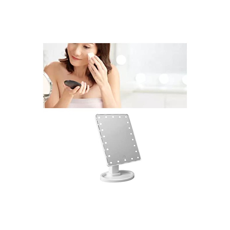 Shanrya Espejo de Maquillaje Iluminado, 16 LED de Brillo Suave