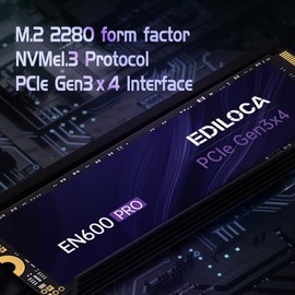 Ediloca EN600 PRO SSD 1TB PCle 3.0x4, NVMe M.2 2280, Up to 3500MB/s, Internal Solid State Drive, SLC Cache 3D NAND TLC, Graphene Cooling Sticker, Storage for PC, Desktop and Laptops