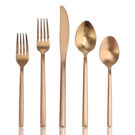 20 Piece Silverware Set for 4,Stainless Steel Flatware Set,Tableware Cutlery Set for Home and Restaurant Include Forks Knives Spoons,Mirror Finish,Dishwasher Safe (Rose Gold)