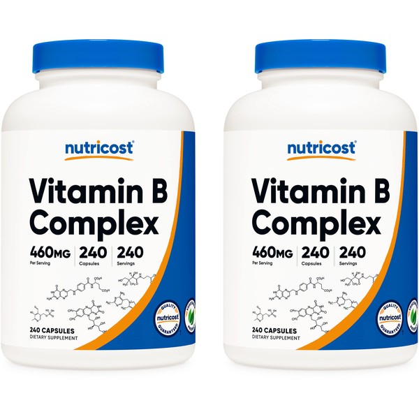 Nutricost High Potency Vitamin B Complex 460mg, 240 Capsules (2 Bottles) - with Vitamin C