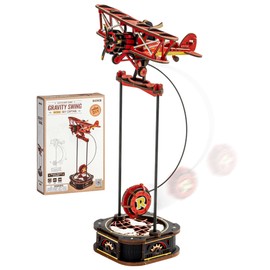 ROKR 3D Puzzle Wooden Model Kits Gravity Swing Series Retro Decorative Dynamic Balance Ornament for Adult Model Building Kits Christmas Birthday Gifts for Teens and Adults, Sky Captain, MCD01