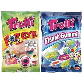 Trolori Earth Gummy & Eyeball Gummy [Planet Gummy, 2.6 oz (75 g), Pop Eye 2.6 oz (75 g)] Set of 2
