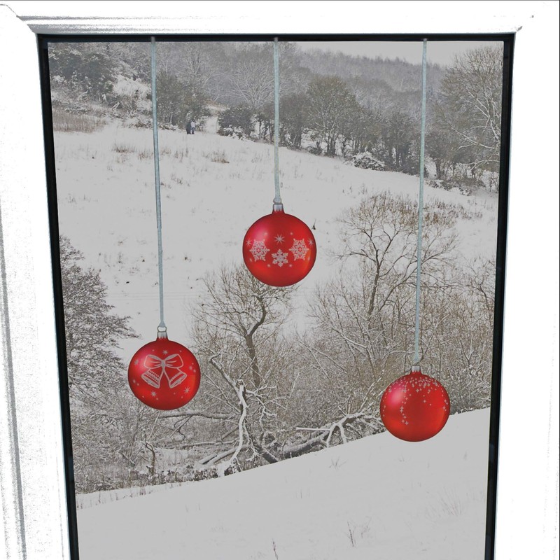 ArtiClings 12 x Bauble Window Clings with Glitter Patterns and