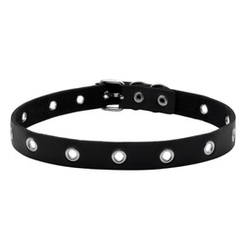 JAZTAKU Unisex Grommet Leather Choker Eyelet Collar Punk Goth Emo Necklace with Spike Cross Star Pendant