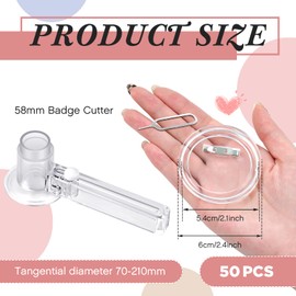 WILLBOND 50 Pcs Acrylic Design Button Badge Clear Button Pins Kit Button Pins Button Circle Cutter for DIY Party Favor Crafts and Paper Craft Activities Make Your Own Buttons, 2.36 Inch