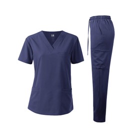 Dagacci Medical Uniform Conjunto unisex de 4 v as para uniforme m dico y pantal n, 4way Stretch - Navy, X-Small