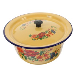 BRIGHTFUFU Vintage Enamel Bowl with Lid Lard Oil Basin Mixing Bowl Enamelware for Household Use Ideal for Kitchen Mixing and Serving Classic Vintage Design